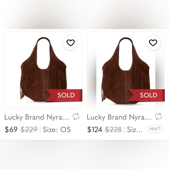 Lucky Brand Nyra Copper Brown Fringe Leather Hobo Bag NWT - Picture 14 of 14